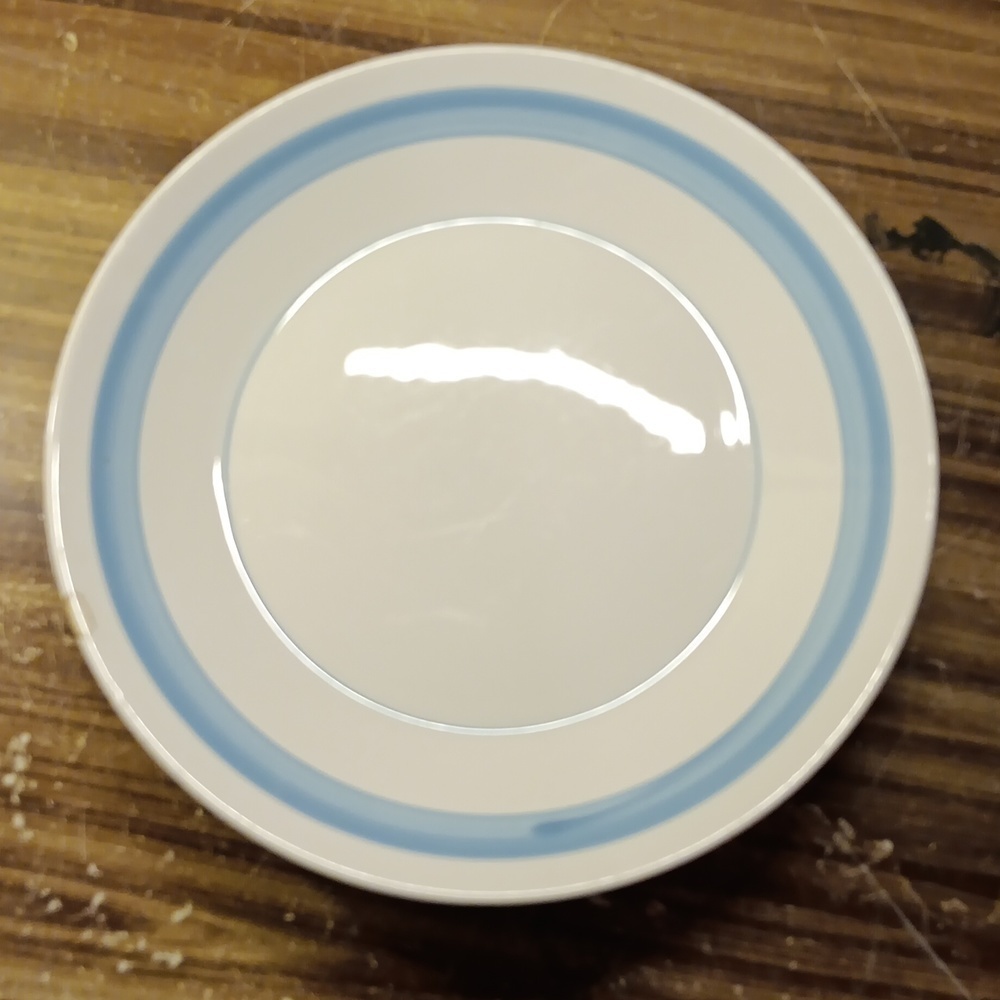 4 vintage Mikasa Cera-Stone Clear Sky salad plates #3129 Japan